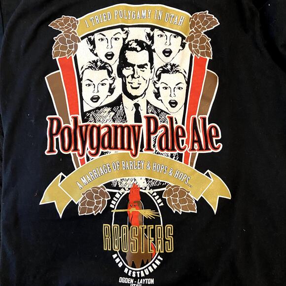 Polygamy Pale Ale T-Shirt Sister Wife Next Level Short Sleeve V-Neck Black Large - Picture 2 of 6